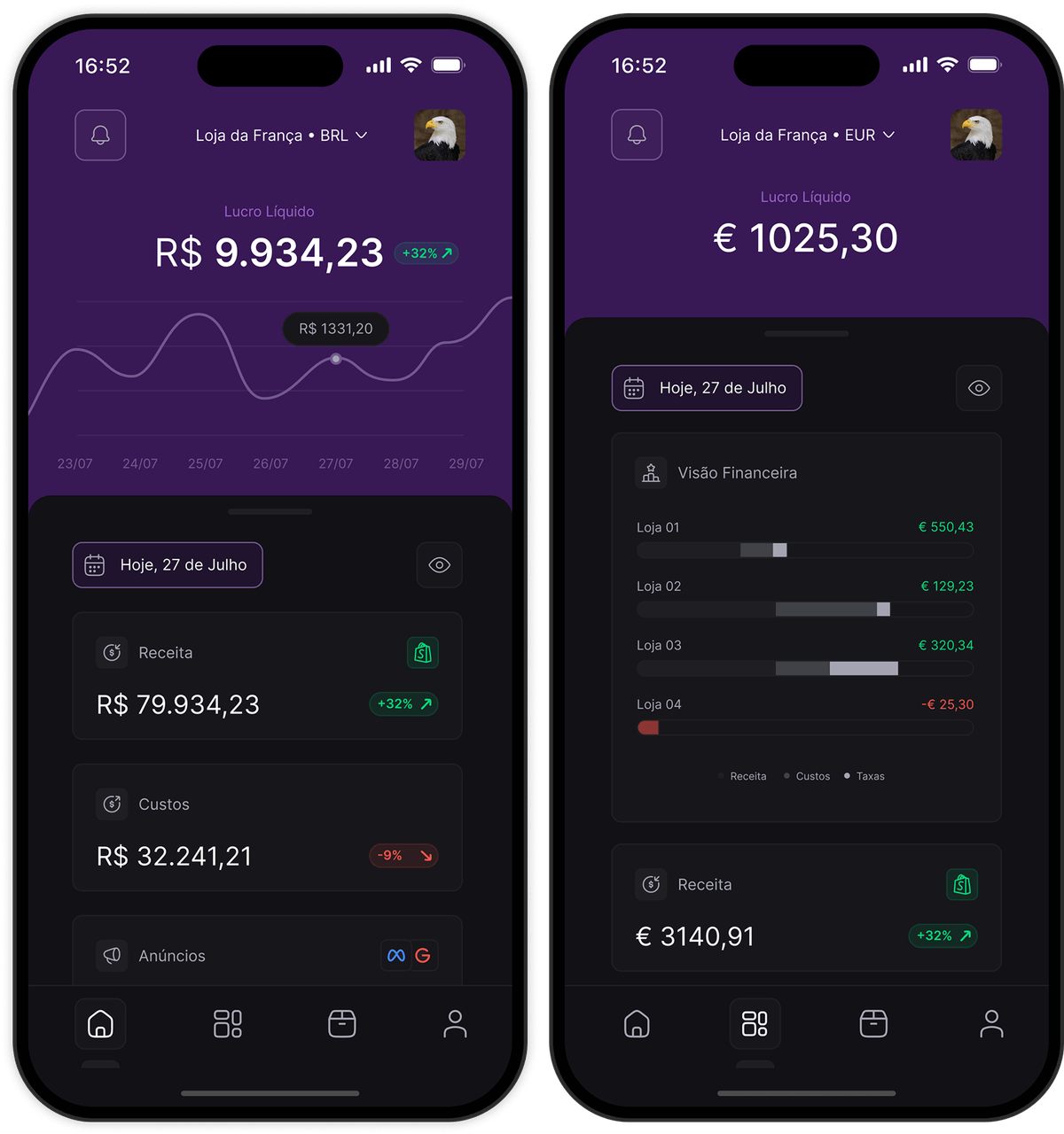 Tela inicial do aplicativo DashFly.