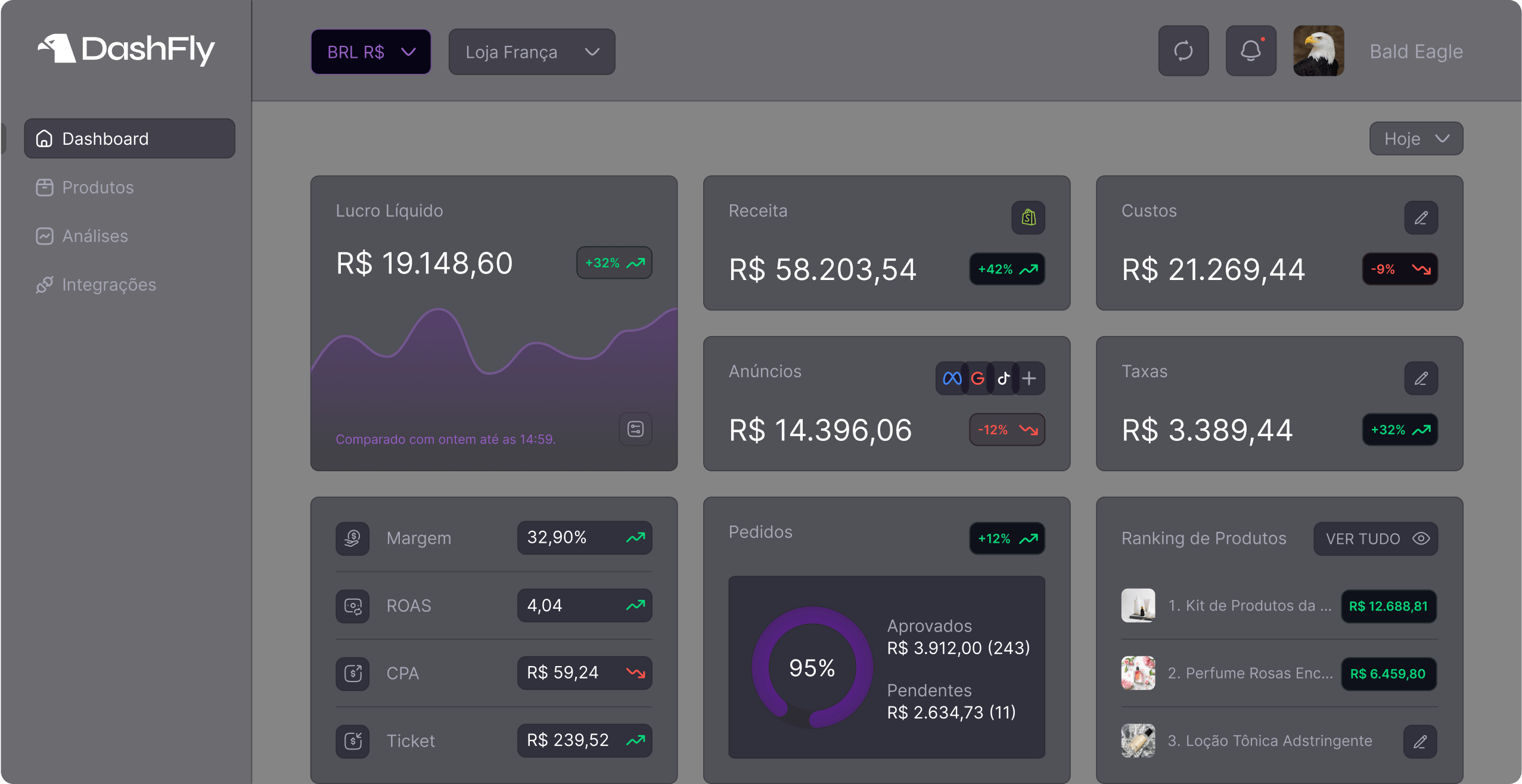 Tela inicial da plataforma DashFly.